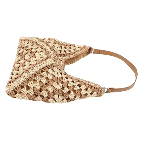 CLISPEED Leichte Robuste Geflochtene Strandtasche Damen Einzelschulter Tragetasche Vielseitig für Alltag Reise Strandurlaub von CLISPEED