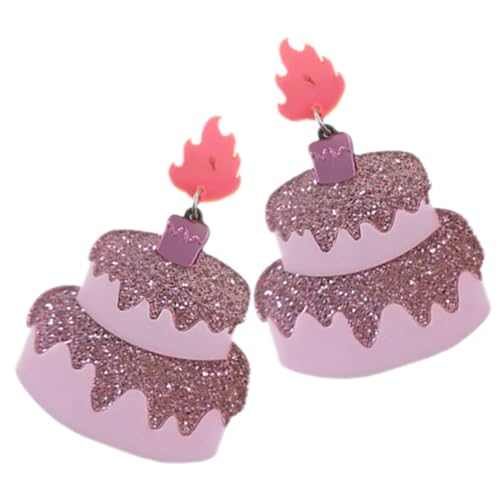 CLISPEED Leichte Süße Damen Ohrhänger in Kuchenform Modische Ohrstecker mit Flammenkerzen Design und Bequem für Alltag Festtage und Besondere Anlässe für Frauen von CLISPEED