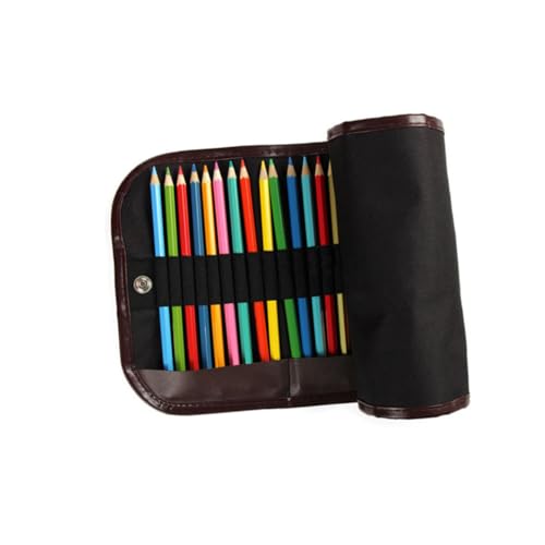 CLISPEED Leinwand Rollmäppchen mit Fächern Leichtes Federmäppchen für Buntstifte und Pinsel Platzsparender Stiftehalter Robustes Waschbares Material für Schule und Künstlerbedarf von CLISPEED