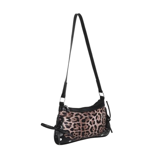 CLISPEED Leopardenmuster Handtasche Damen PU Schultertasche mit Schleife Langlebige Unterarmtasche Modisch und Vielseitig für Alltag Shopping und Arbeit Geräumiges Innenfach von CLISPEED