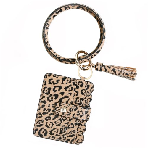 CLISPEED Leopardenmuster PU Material Fransen Armband Schlüsselanhänger Tasche Leicht Tragbar Multifunktionale Dekorations und Reisebegleiter von CLISPEED