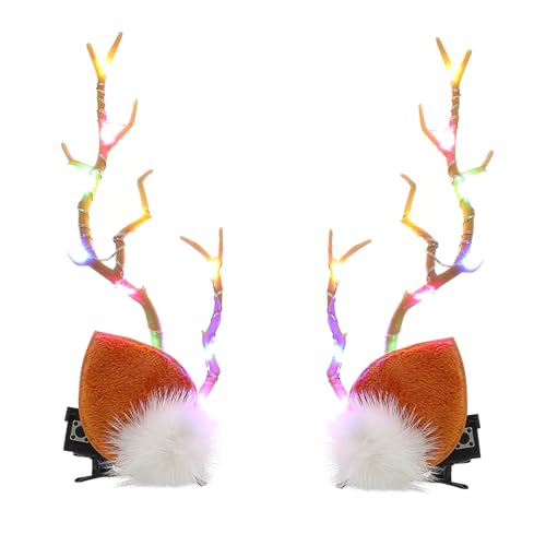 CLISPEED Leuchtende Elchgeweih Haarspangen Weihnachtsdeko Haarschmuck mit Rentierhörnern für Tierkostüm Winterfest Party Zubehör von CLISPEED