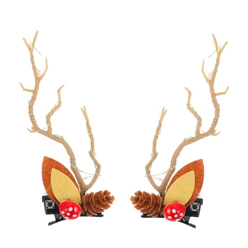 CLISPEED Leuchtende Hirschgeweih Haarspange mit Bunten Lichtern Niedlicher Haarclip für Weihnachtsfeier Glowing Hair Clip Branch Hairpin Festlicher Haarschmuck für Mädchen von CLISPEED
