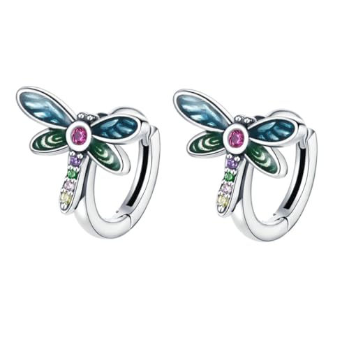 CLISPEED Libellen Ohrstecker Damen Sterlingsilber mit Farbigen Zirkonia Modische Insekten Ohrschmuck Hautfreundlich und Langlebig Geeignet für Alltag Party und Festliche Anlässe von CLISPEED