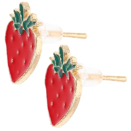 CLISPEED Lustige Erdbeer Ohrringe Damen Vergoldet Bequeme Alltagsohrringe Frucht Ohrstecker Elegantes Schmuckaccessoire für Frauen Stilvolle Geschenkidee von CLISPEED