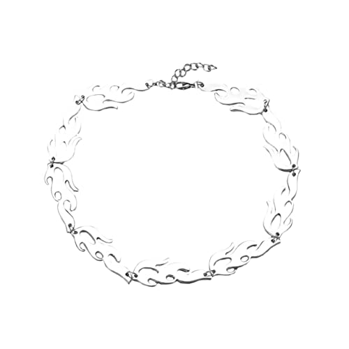 CLISPEED Halskette Mit Flammenmuster Für Männer Modischer Halsanhänger Aus Silber Dekoratives Schmuckstück Für Schlichten Gebrauch von CLISPEED