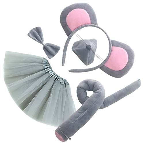 CLISPEED Mauskostüm Satz mit Mausohren Mausstirnband Mausnase und Mausschwanz für Kinder für Karneval und Halloween von CLISPEED