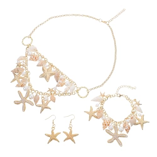 CLISPEED Meerjungfrau Schmuck mit Muschelanhänger und Ohrstecker Halskette und Armband Leichtes Langlebiges Mode Schmuckset für Sommer Strand Accessoires für Damen und Freizeitkleidung CLISPEED Meerjungfrau Schmuck mit Muschelanhänger und Ohrstecker Halskette und Armband Leichtes Langlebiges Mode Schmuckset für Sommer Strand Accessoires für Damen und Freizeitkleidung von CLISPEED