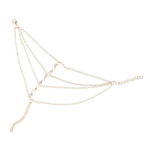 CLISPEED Mehrlagiges Goldfarbenes Handkettchen mit Perlen und Quasten Elegantes Finger Armband Schmuck für Damen Modisches Accessoire für Party und Alltag von CLISPEED