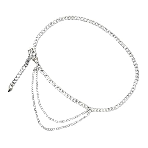 CLISPEED Mehrschichtige Taillenkette Damen Verstellbar Metallgürtel mit Herz Anhänger Eleganter Bauchkettengürtel für Kleider Röcke Jeans Vielseitig für Alltag und Party von CLISPEED