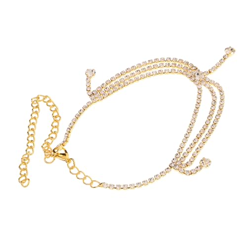 CLISPEED Metall Fußkettchen Damen Verstellbar Modisch Wasserfest Strand Party Schmuck Accessoire Fußkette mit Strass für Frauen und Mädchen von CLISPEED