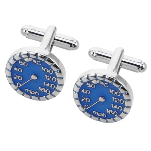 CLISPEED Metall Manschettenknöpfe mit Blauem Tachometer Design Kratzfest Stilvolle Herren Accessoires für Hemdsärmel für Hochzeiten Geschäftstreffen und Besondere Anlässe von CLISPEED