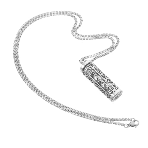 CLISPEED Metallanhänger Vial mit Sechs Wahren Gravur Leeres Fläschchen mit Sicherem Geheimfach Spiritueller Gawu Box Anhänger für Männer und Frauen Modischer Reise Schmuck von CLISPEED