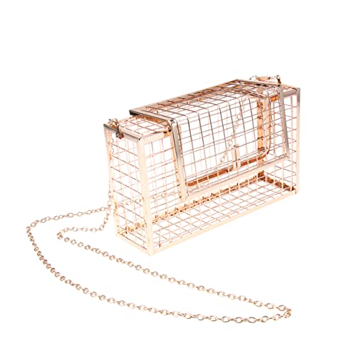 CLISPEED Metall Clutch Abendtasche Korb Hohlbox Damen Umhängetasche Gold Für Hochzeiten Partys von CLISPEED