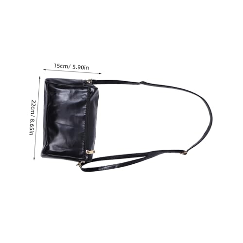 CLISPEED Mini Crossbody Schultertasche Damen Schwarz PU Leicht Tragbar mit Verstellbarem Ergonomischem Riemen und Mehreren Fächern für Alltag Reisen und Sommer von CLISPEED