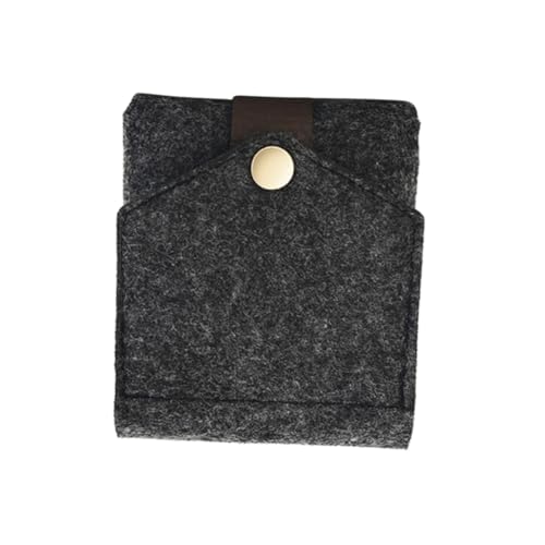 CLISPEED Mini Kosmetiktasche mit Spiegel und Druckknopf Kompakte Lippenstift Aufbewahrungstasche aus Filz Tragbare Make Up Tasche für Damen Dunkelgrau für Reisen und Alltag von CLISPEED