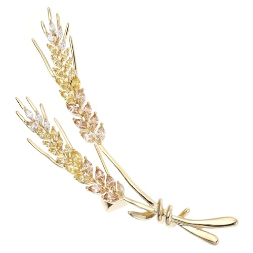CLISPEED Modische Brosche Weizenähren Form Anstecknadel Goldfarbend Langlebig Vielseitig Damen Kleidung Schmuck für Party Hochzeit Zubehör von CLISPEED