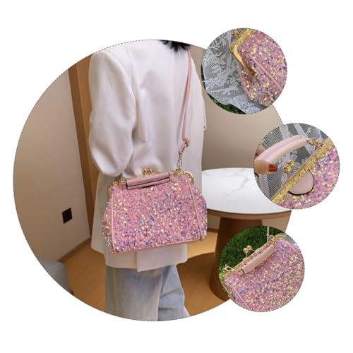 CLISPEED Modische Damen Crossbody Bag mit Pailletten Kleine Umhängetasche mit Bequemem Tragegriff Multifunktionale Schultertasche für Alltag und Freizeit Trendige Handtasche von CLISPEED