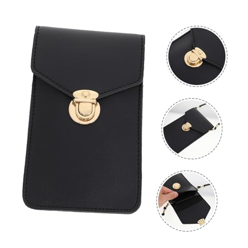 CLISPEED Modische Damen Handytasche mit Touchscreen Transparenter Münzgeldbörse mit Schloss Abnehmbarem Schultergurt Praktische Umhängetasche für Smartphone Münzen und Schlüssel Schwarz von CLISPEED