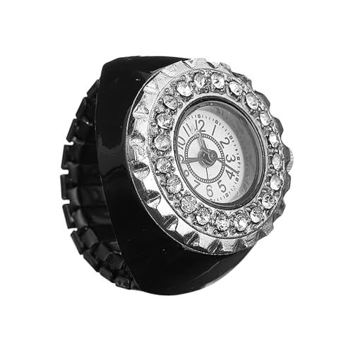 CLISPEED Modische Damen Ringuhr mit Diamantbesatz Kleines Leichtes Schmuckstück aus Robustem Zinklegierungsmaterial Präzise Analoge Anzeige als Geschenk für Frauen und Mädchen von CLISPEED