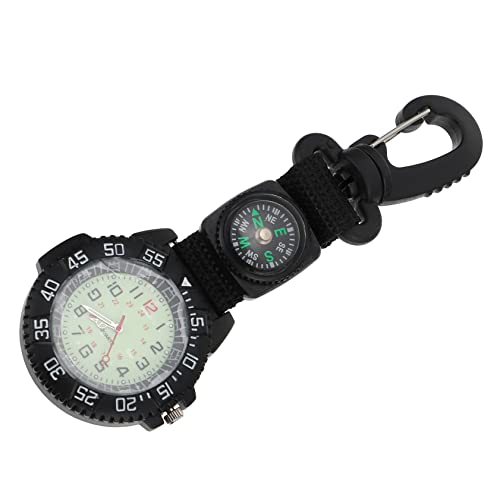 CLISPEED Multifunktionale Outdoor Karabineruhr mit Nylonband und Integriertem Kompass Robuste Analoge Taschenuhr für Wandern Camping und Medizinisches Personal Tragbarer Clip Anhänger von CLISPEED