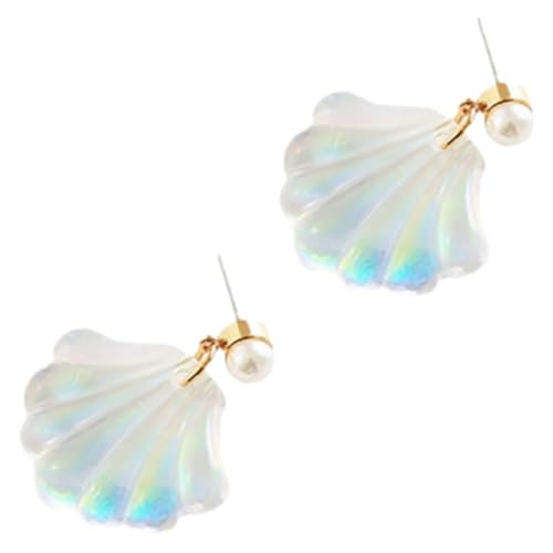 CLISPEED Muschelförmige Perlen Ohrstecker Damen Ohrschmuck Legerer Schmuck Minimalistisch Elegant für Mädchen und Frauen Leicht und Langlebig für Alltag und Urlaub von CLISPEED