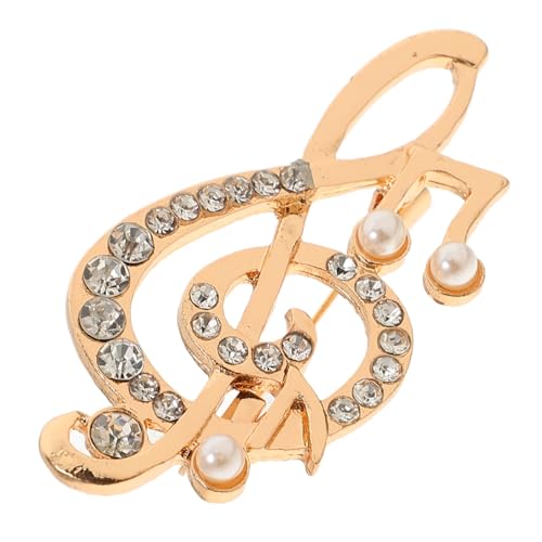 CLISPEED Musiknote Brosche Perlen Eleganter Mantelstift für Frauen Dekorative Pulloverbrosche Stilvolles Accessoire für Goldfarben von CLISPEED