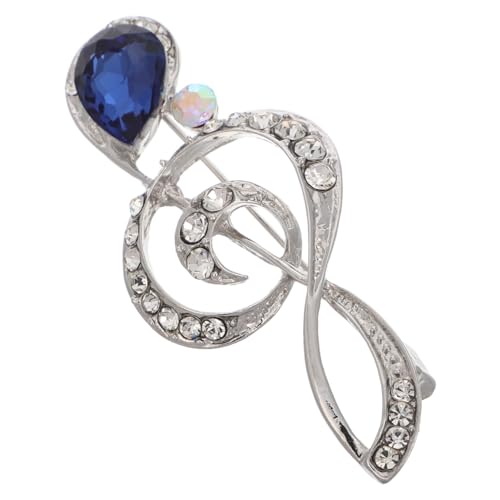 CLISPEED Musiknoten brosche mit Strasssteinen Silber blau Modische Anstecknadel Tropfenförmig Emailliert Elegantes Damen accessoire Vielseitig für Hemden Kleider Schützt vor Sichtbarkeit von CLISPEED