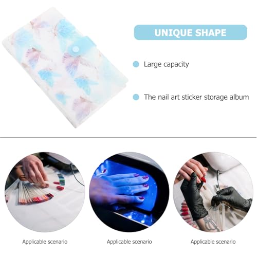 CLISPEED Nail Art Sticker Album mit Großer Kapazität Tragbares Sammelbuch für Fingernagel Sticker Aufbewahrungsalbum für Nail Art Decals Leichtes Organizer Buch für Nagelkunst Fans von CLISPEED