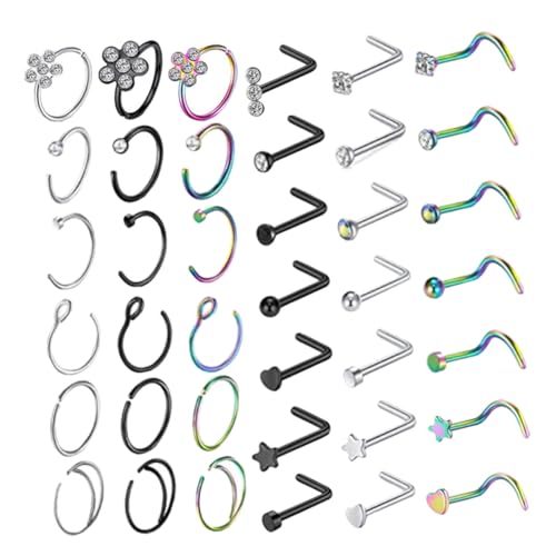 CLISPEED Nasenpiercing Edelstahl Nasenringe Nasenstecker Schmuck für Damen und Herren Stilvolle Körperdekoration Vielseitig als Nasenring Ohrstecker Lippe Geeignet von CLISPEED
