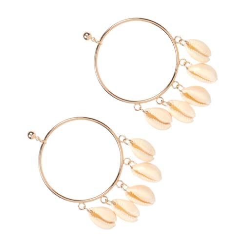 CLISPEED Natürliche Muschel Ohrringe Damen Runde Dangler Ohrschmuck Statement Creolen Für Party Alltag von CLISPEED