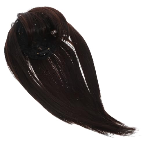 CLISPEED Natürliches Haarteil für Frauen mit Dünner Werdendem Haar Unsichtbarer Clip Topper mit Dickem Synthetisches Haar Nahtloser Haarersatz Anpassbar und Hautfreundlich Dunkelbraun von CLISPEED
