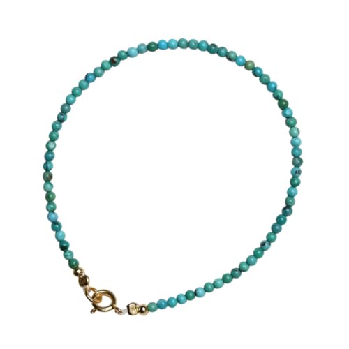 CLISPEED Natürliches Türkis Armband Damen Perlen Schmuck Boho Stil Handgefertigte Hippie Edelstein Kette für Alltag Party von CLISPEED