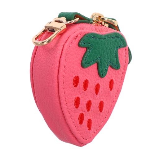 CLISPEED Niedliche Erdbeer Münzbörse aus Strapazierfähigem PU mit Praktischem Aufhängemechanismus Kompakte Mini Geldbörse für Damen für Reisen Shopping und Täglichen Gebrauch von CLISPEED