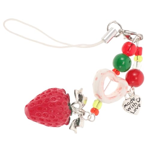 CLISPEED Niedlicher Erdbeer Handyanhänger Langlebigem Resin Stylischer Telefon und Taschen Charm mit Schleifendetail Widerstandsfähig gegen Verblassen Perfektes Accessoire für Mädchen und von CLISPEED
