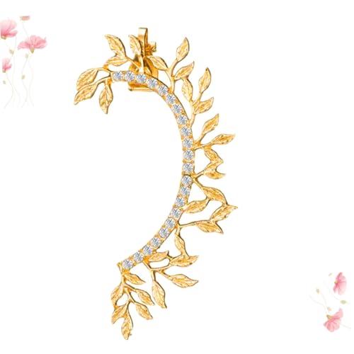 CLISPEED No Piercing Ohrclip Damen Baumel Ohrschmuck mit Strass Metalllegierung Eleganter Ohrclip für Hochzeit Party und Alltag Goldfarben von CLISPEED