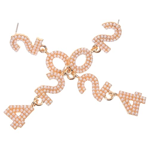CLISPEED Number Pendants Perlenohrringe Damen Ohrhänger Weißer Perlen Schmuck Frauen Party Stilvolle Leichte Ohrstecker von CLISPEED