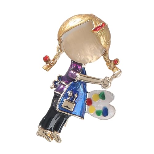 CLISPEED Ölgemälde Mädchen Brosche Cartoon Design Modische Anstecknadel für Kleidung Einzigartiger Lapel Pin für Damen Eleganter Schmuck für Alltag und Besondere Anlässe von CLISPEED
