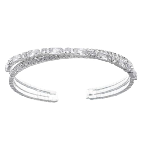 CLISPEED Offener Glitzer Armreif Damen Armband für Hochzeit Braut Schmuck Party für Mädchen und Frauen Elegant Verstellbar Modisch von CLISPEED