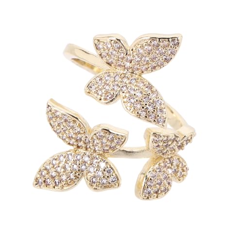CLISPEED Offener Schmetterlingsring Zirkonia Verstellbar Leichter Damenschmuck für Finger Geeignet als Festlicher Modeschmuck und Dekorativer Damenring von CLISPEED