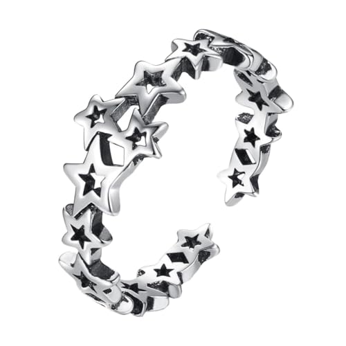 CLISPEED Offener Verstellbarer Stern Ring Damen Finger Schmuck Accessoire Vintage Fünfzackiger Design Ring Für Festival Party Alltag CLISPEED Offener Verstellbarer Stern Ring Damen Finger Schmuck Accessoire Vintage Fünfzackiger Design Ring Für Festival Party Alltag von CLISPEED