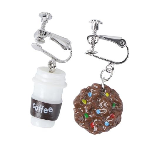 CLISPEED Ohrhänger Ohrringe Kreativ Schokoladen Keks Kaffee Design Lustige Ohrclips Damen Accessoire Für Alltag Party von CLISPEED