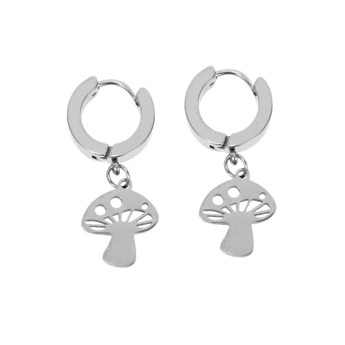 CLISPEED Ohrstecker Pilzform Punk Stil Modisch Unisex Ohrringe für Damen und Herren Langlebiger Schmuck Silberfarben von CLISPEED