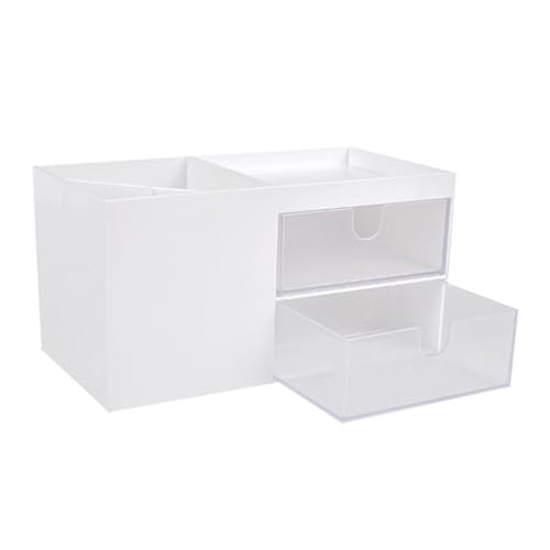 CLISPEED Organizer mit Multi Fach Kompakte Aufbewahrungsbox für Kosmetik Büro und Schreibtisch Platzsparend Vielseitig für Zuhause Büro und Studenten Weiß von CLISPEED