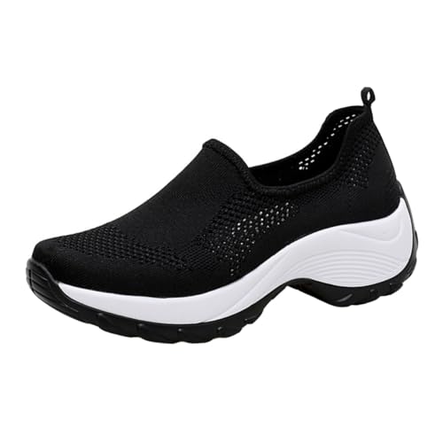 CLISPEED Outdoor Damenschuhe mit Luftpolster Dämpfung rutschfest Atmungsaktive Sportsneaker für Wandern und Laufen Schnelltrocknendes Netzmaterial Leichter Freizeitschuh Schwarz von CLISPEED