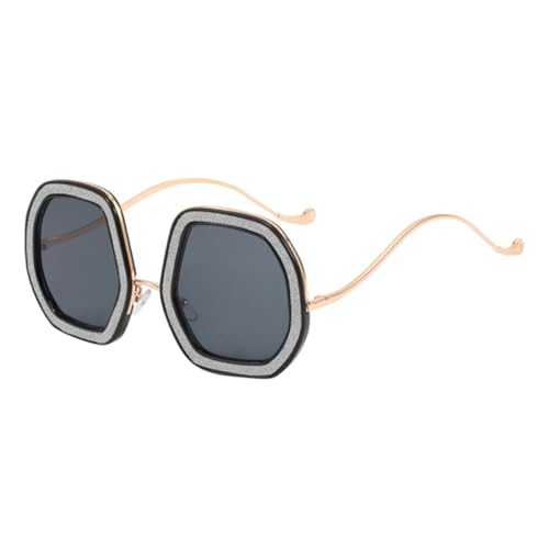 CLISPEED Oversized Damen Sonnenbrille Schwarz mit Glitzer Strassbesatz UV Schutzbrille für Party Urlaub Alltag Robustes Design als für Frauen von CLISPEED