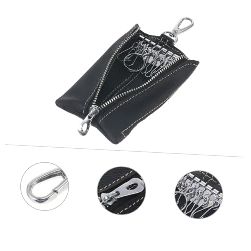 CLISPEED PU Autoschlüssel Etui mit Münzfach Langlebige Schlüsseletui für Damen und Herren Kompakte Geldbörse mit Reißverschluss Praktischer Autoschlüsselhalter Geeignet für Gürtel und von CLISPEED