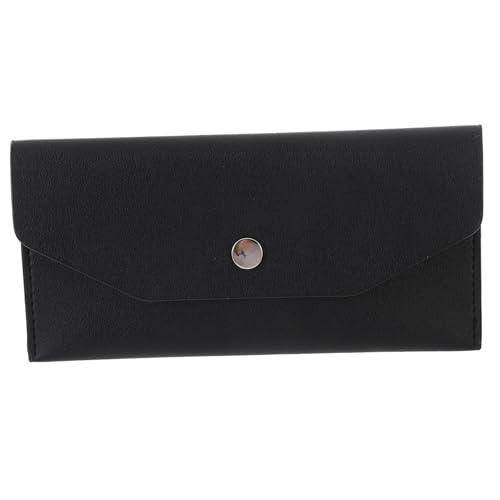 CLISPEED PU Leder Geldbörse Clutch mit Trennfächern und Aufklebern Langlebige Leichte Brieftasche mit Großem Fassungsvermögen für Männer Praktische Kartenhülle und Portemonnaie in Schwarz von CLISPEED