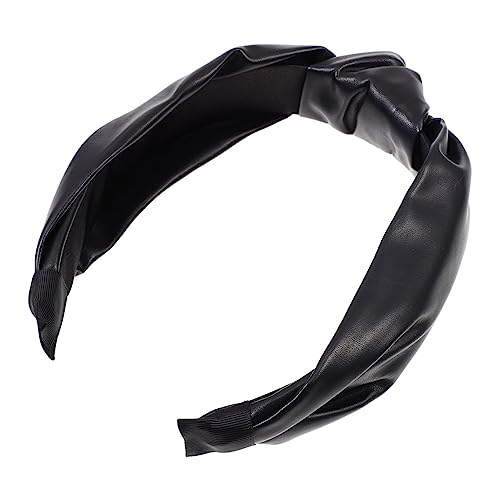 CLISPEED PU Leder Stirnband Breit Rutschfest Haarreif Damen Schlicht Retro Modisch Vielseitig Haarschmuck Elegant für Alltag und Party von CLISPEED