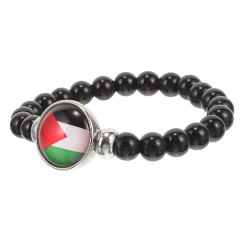 CLISPEED Palästina Flaggen Armband Unisex Perlenarmband Patriotisch Modisch Vielseitig Verstellbar Schmuck für Männer Frauen von CLISPEED